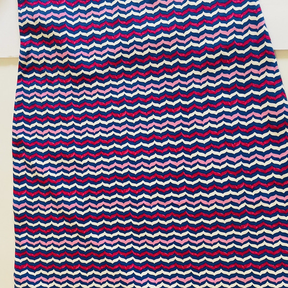 Talbots Ruffle‎ Short Sleeve Chevron Dress Pink Blue White Size Small Petite - Picture 12 of 13